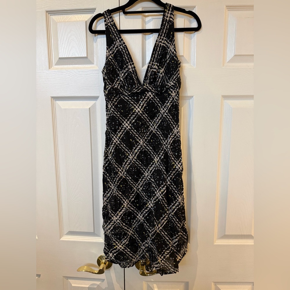 Body by Victoria Black and White Checkered Backless Dress